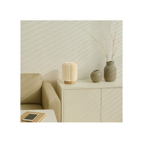 Lampe LED en papier pliable Coollux Aurore sur socle en bois, 22cm - 5