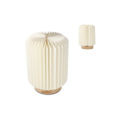 Lampe LED en papier pliable Coollux Aurore sur socle en bois, 22cm - Personnalisé