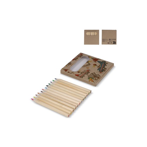 12 crayons de couleur dans une boîte kraft personnalisée