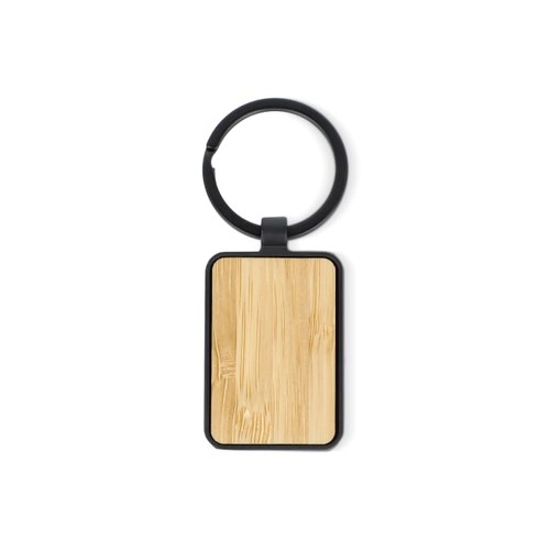 Porte-clés en bambou et métal rectangulaire - 2