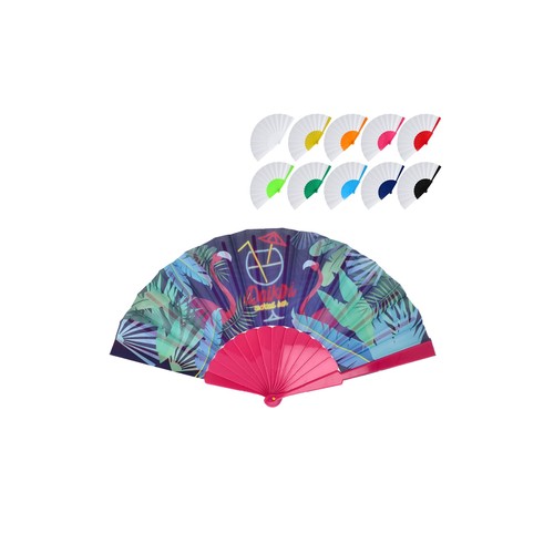 Éventail à main plastique &amp; polyester - 1