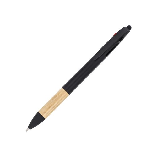 Stylo 3 couleurs avec grip en bambou - 2