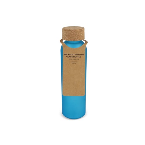 Bouteille en verre recyclé dépoli avec bouchon en liège 500ml - 2