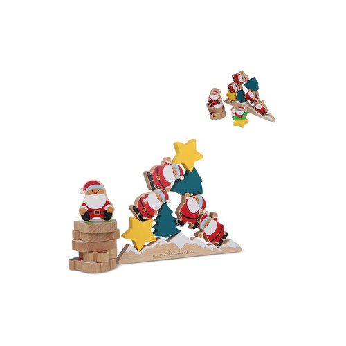 InSideOut FSC Jeu d'équilibre du Père Noël en bois personnalisé
