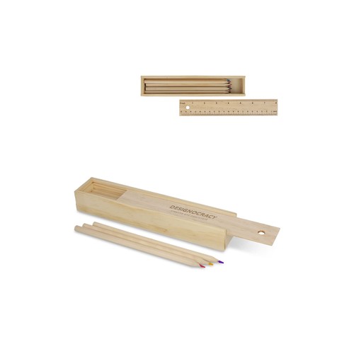 Crayons de couleur dans une boîte en bois coulissante - 1