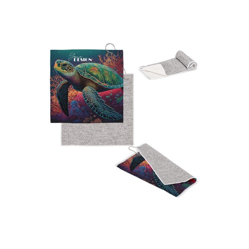 Serviette de golf à séchage rapide avec crochet R-PET 30 x 30 cm sublimation - 1