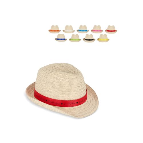 Chapeau de paille végétal avec bande colorée - 1