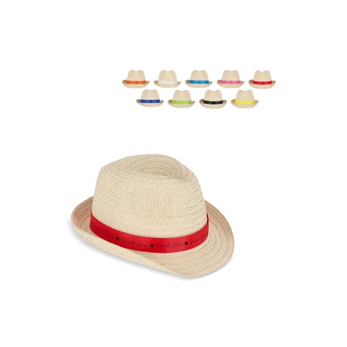 Chapeau de paille végétal avec bande colorée - 1