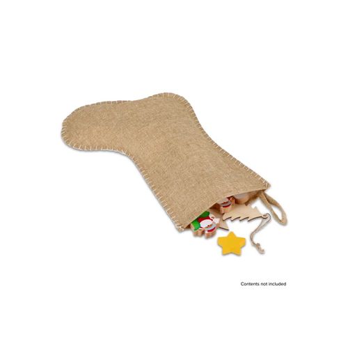 Bas de Noël en jute avec coutures décoratives 40 cm - 4