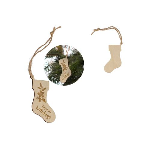 Ornement de Noël en bois en forme de bas