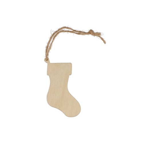 Ornement de Noël en bois en forme de bas - 2