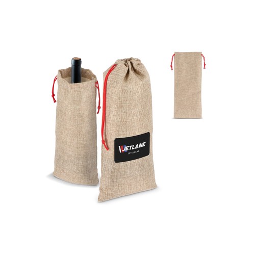 Pochette à vin en jute 14 x 34 cm - 1