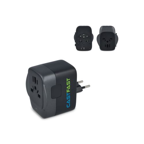 4030 | Adaptateur de voyage PowerPro en plastique recyclé, Toppoint, SquareNuts - Mataro Advice srl