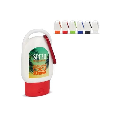 Lotion solaire avec mousqueton SPF30 en matériau recyclé