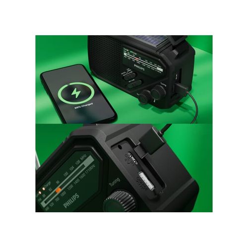 Radio d'urgence Philips TAR1609 avec tuner analogique FM/AM et lampe de poche