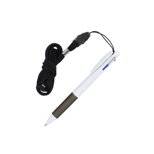 Stylo 3 couleurs avec grip et cordon - 2