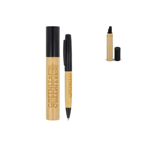 Stylo à bille métallique en bambou dans un tube - 1