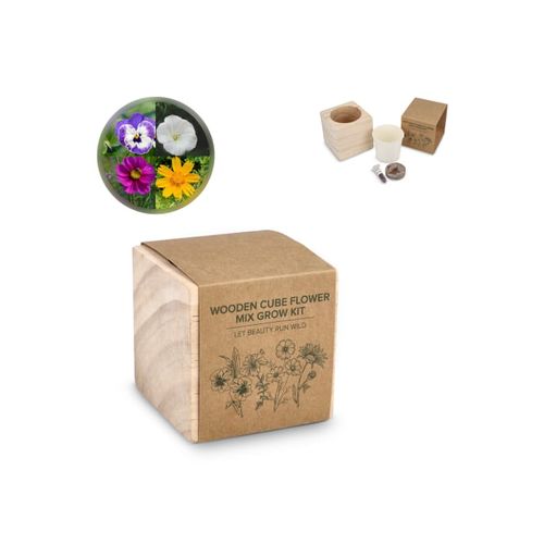 Ensemble de jardinières en bois FSC - Mélange de fleurs - 1