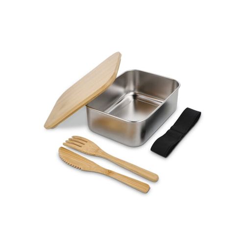 Boîte à lunch en acier inoxydable avec couvercle en bambou - 5