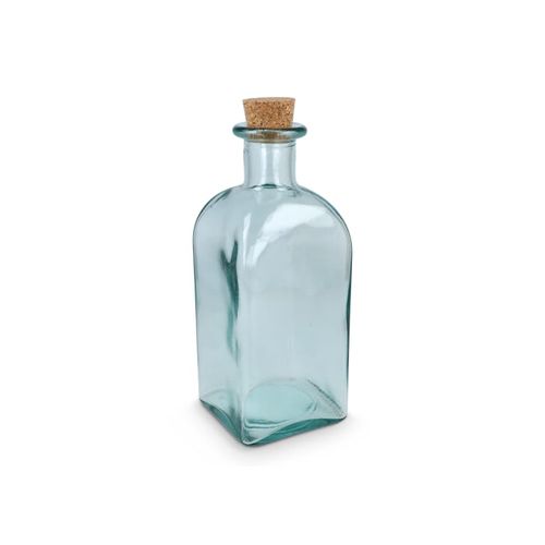 Bouteille en verre recyclé InSideOut Square ReuuZ avec bouchon en liège 1 L