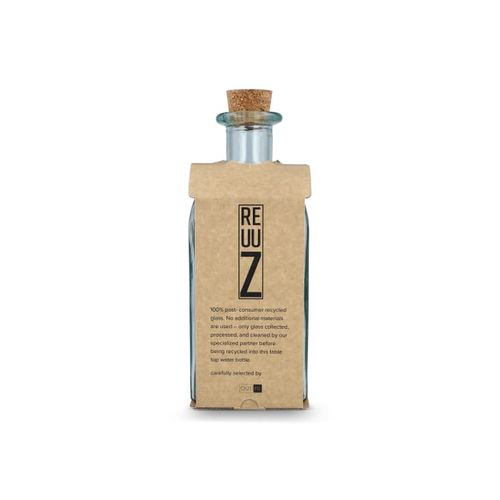 Bouteille en verre recyclé InSideOut Square ReuuZ avec bouchon en liège 1 L
