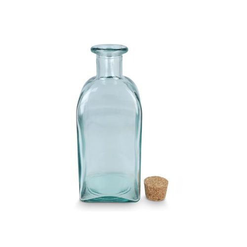 Bouteille en verre recyclé InSideOut Square ReuuZ avec bouchon en liège 1 L