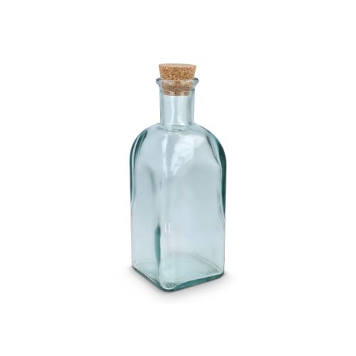 Bouteille en verre recyclé InSideOut Square ReuuZ avec bouchon en liège 500 ml
