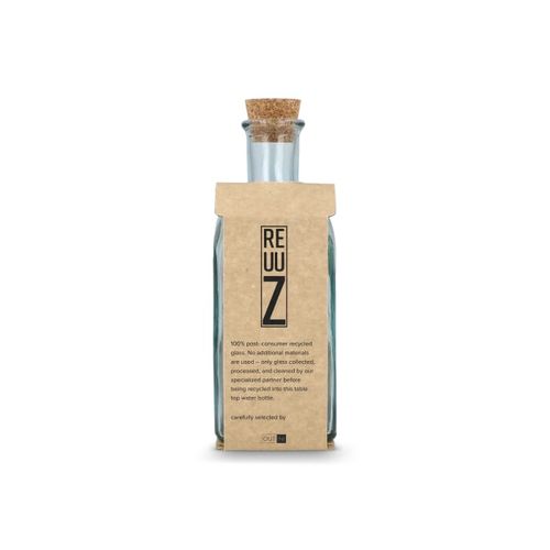 Bouteille en verre recyclé InSideOut Square ReuuZ avec bouchon en liège 500 ml