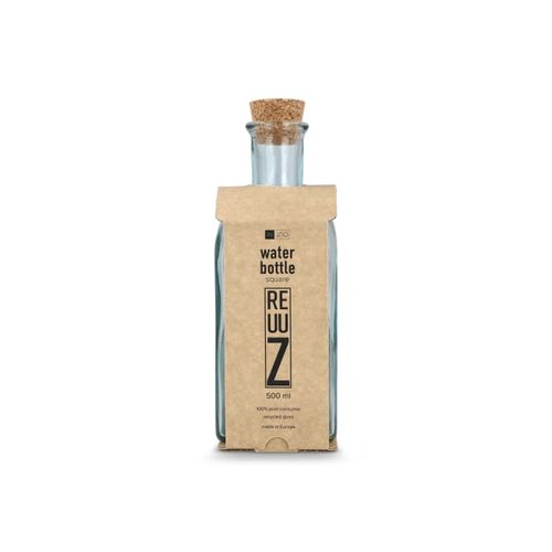 Bouteille en verre recyclé InSideOut Square ReuuZ avec bouchon en liège 500 ml - 3