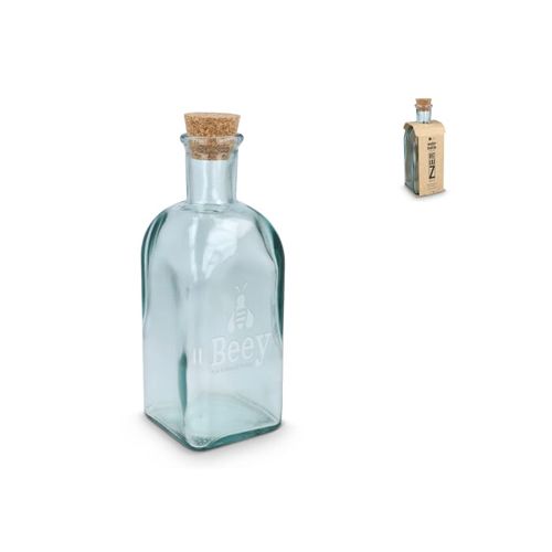Bouteille en verre recyclé InSideOut Square ReuuZ avec bouchon en liège 500 ml - 1