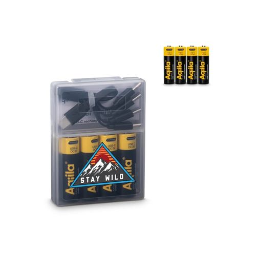 Lot de 4 piles rechargeables AA Aqiila USB-C 2000 mAh - 1
