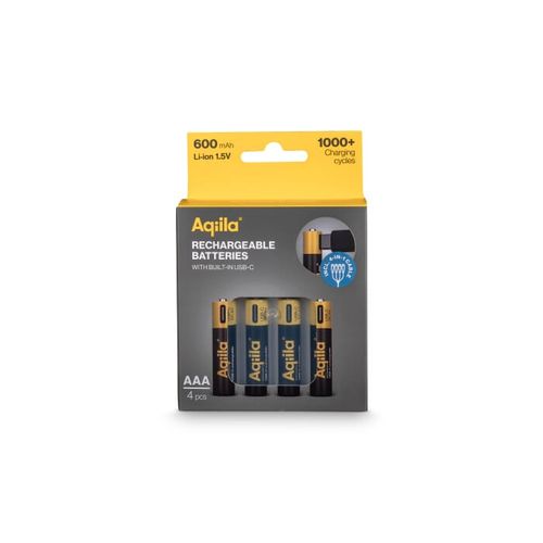 Piles rechargeables Aqiila AAA USB-C 600 mAh, lot de 4 - 7