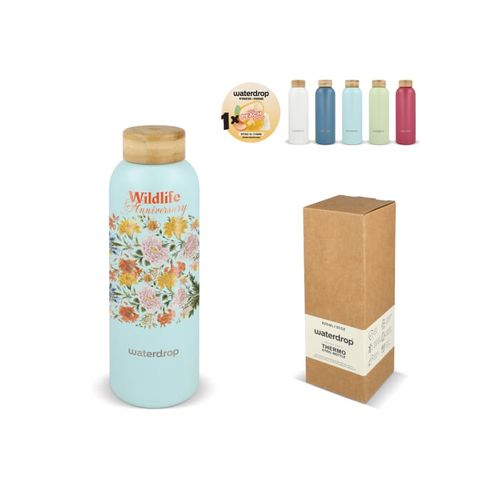 Bouteille en acier inoxydable Waterdrop avec bouchon en bambou 600 ml - 1