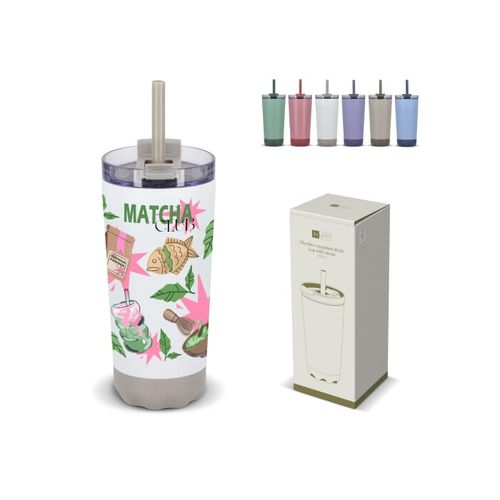 Gobelet Norden InSideOut en acier inoxydable à double paroi avec paille, 600 ml - 1
