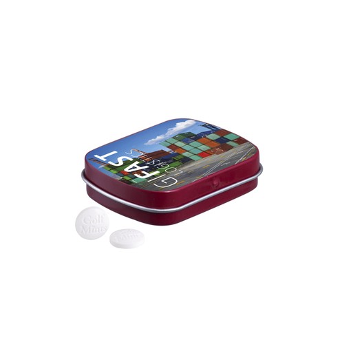 Scharnierblikje golf mints, objet publicitaire personnalisé avec votre logo.