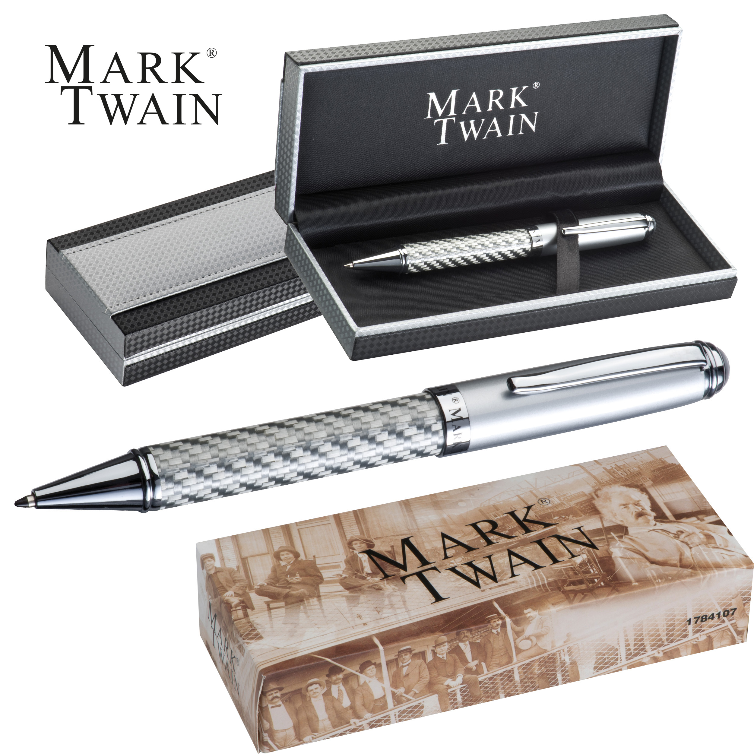 Stylo bille Mark Twain design carbone AURORA - 1