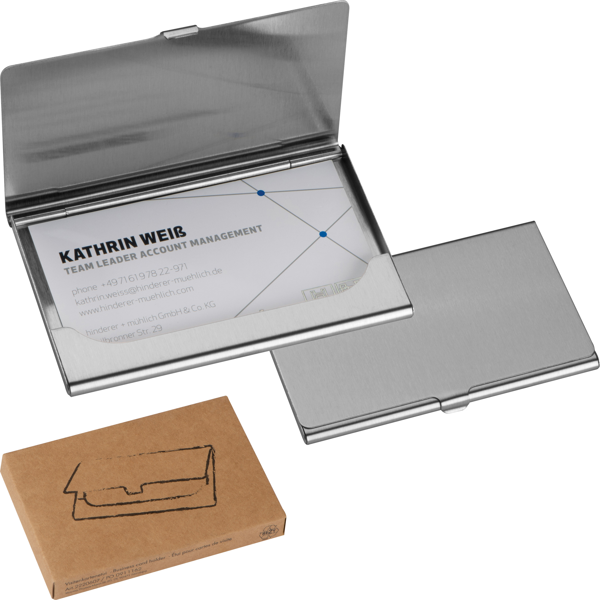 Étui pour cartes de visite en métal mat TINA - 1