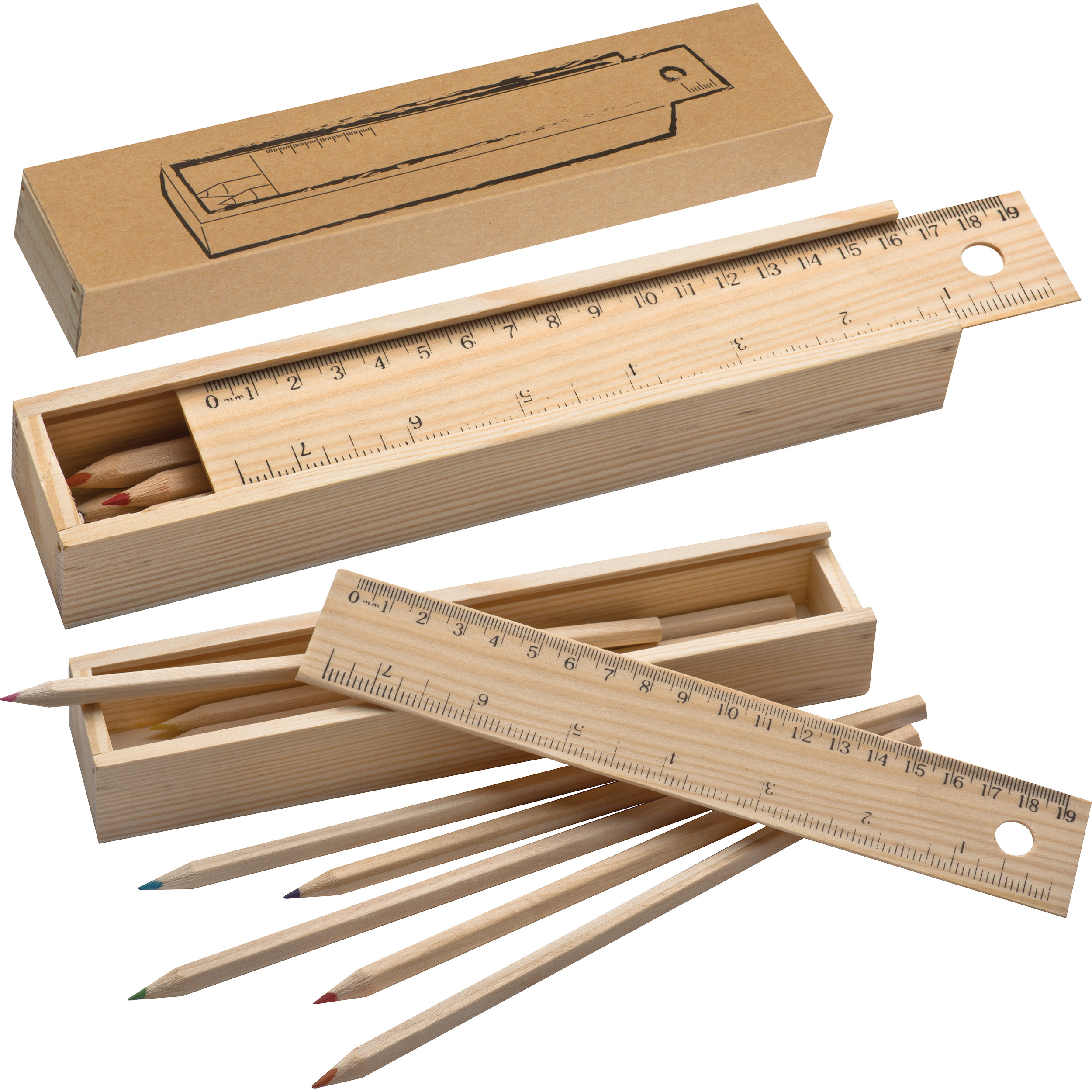 Coffret en bois avec crayons de couleurs ADELE - 1
