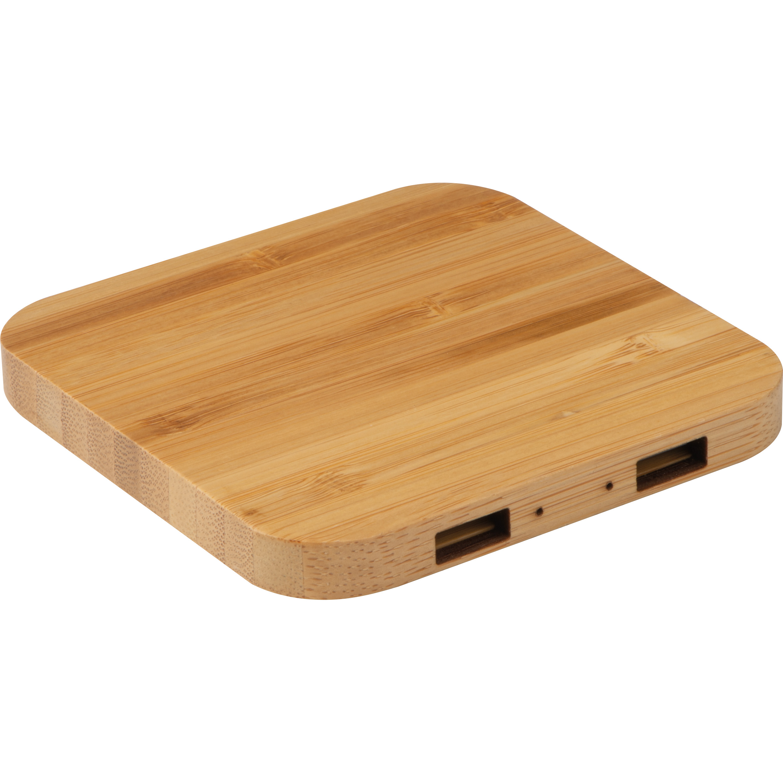 Chargeur sans fil en bambou avec 2 Hubs USB ROMAN - 2