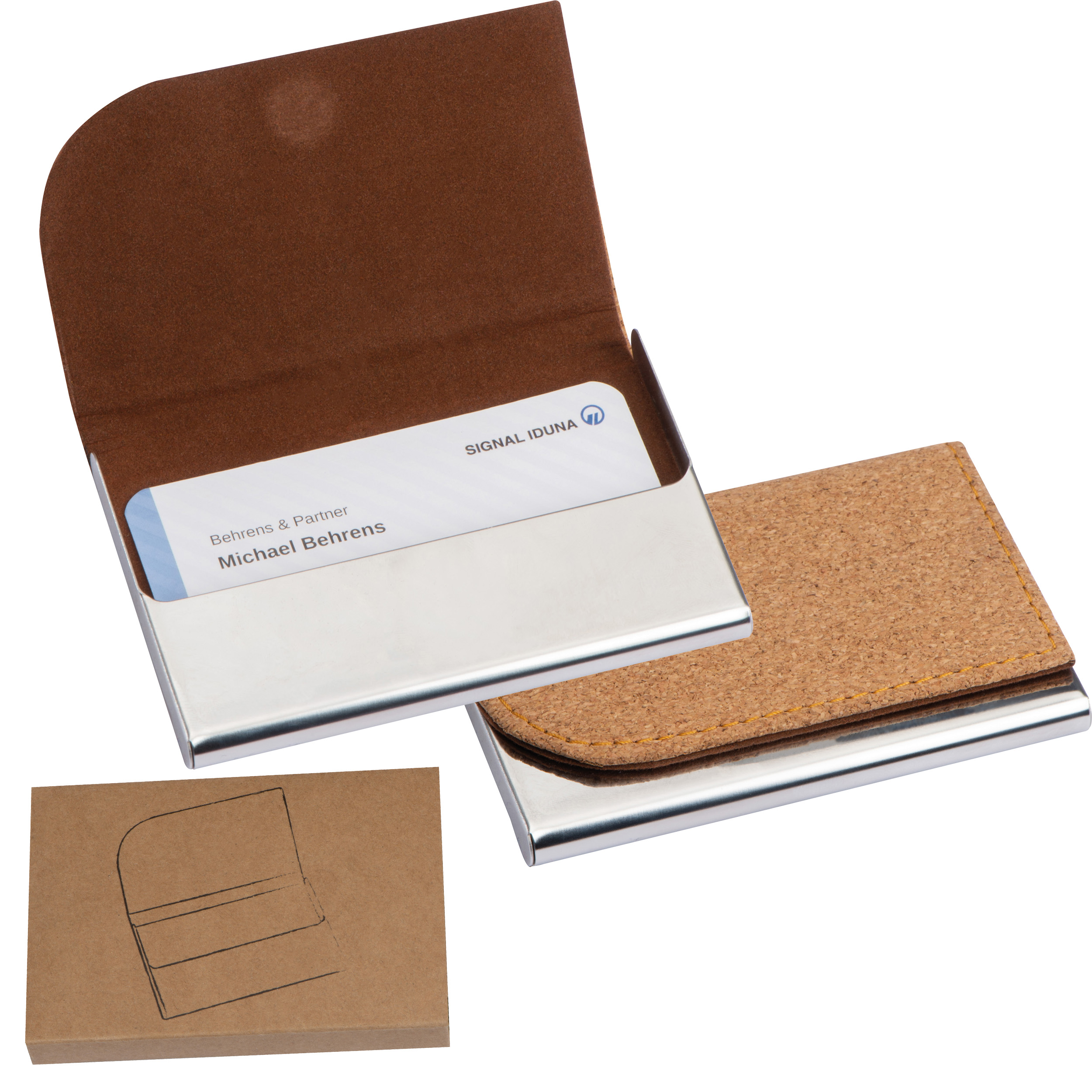 Porte-cartes en métal avec surface en liège ROBERTO - 1
