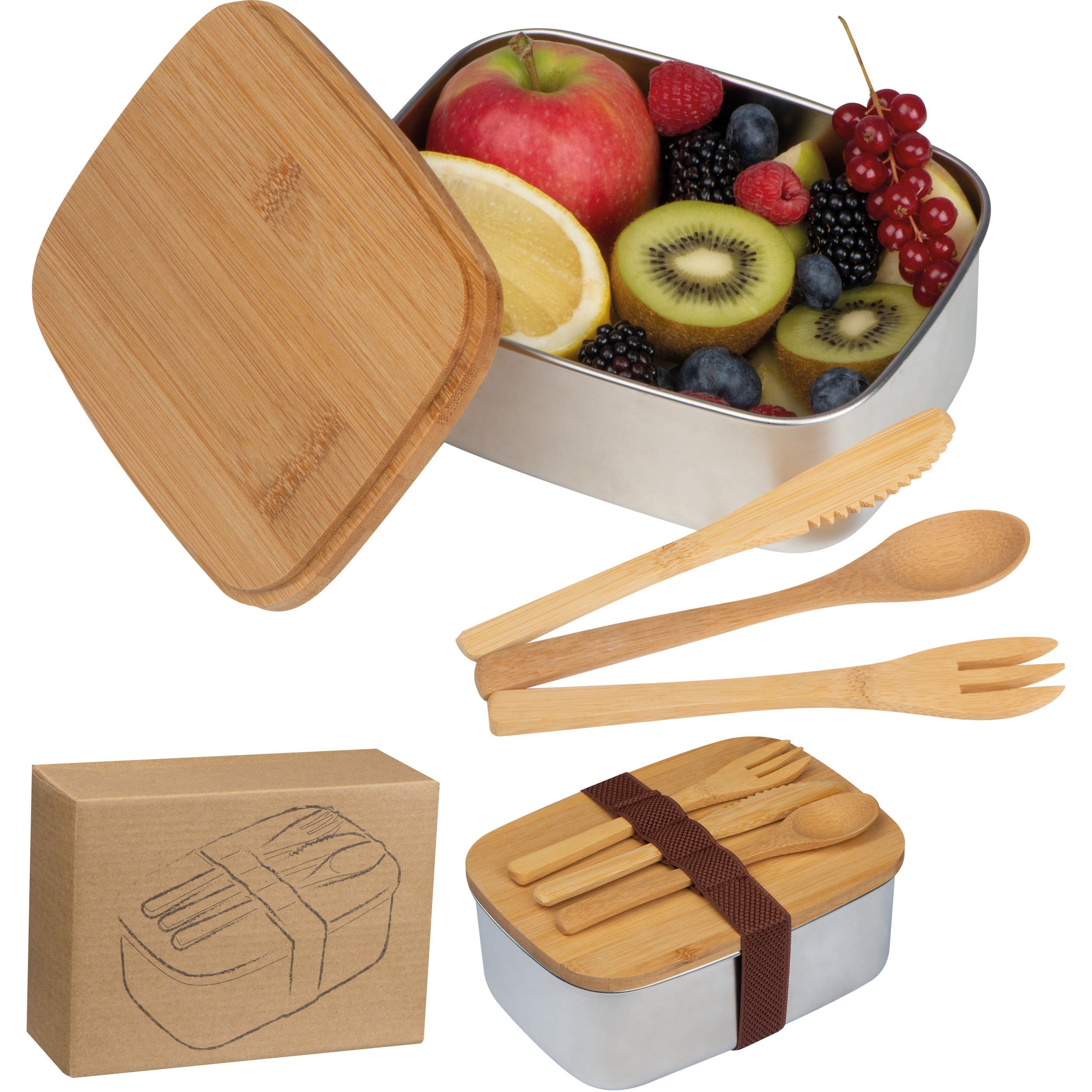 Lunchbox avec couvercle en bambou JULIANA - 1