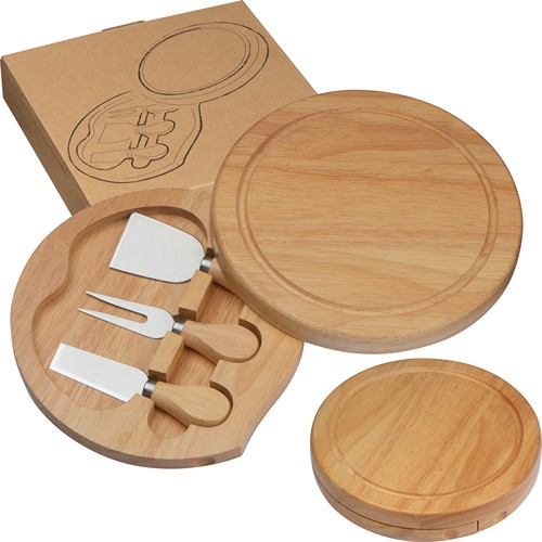 Plateau à fromage en bambou avec 3 ustensiles JOZEF - 1