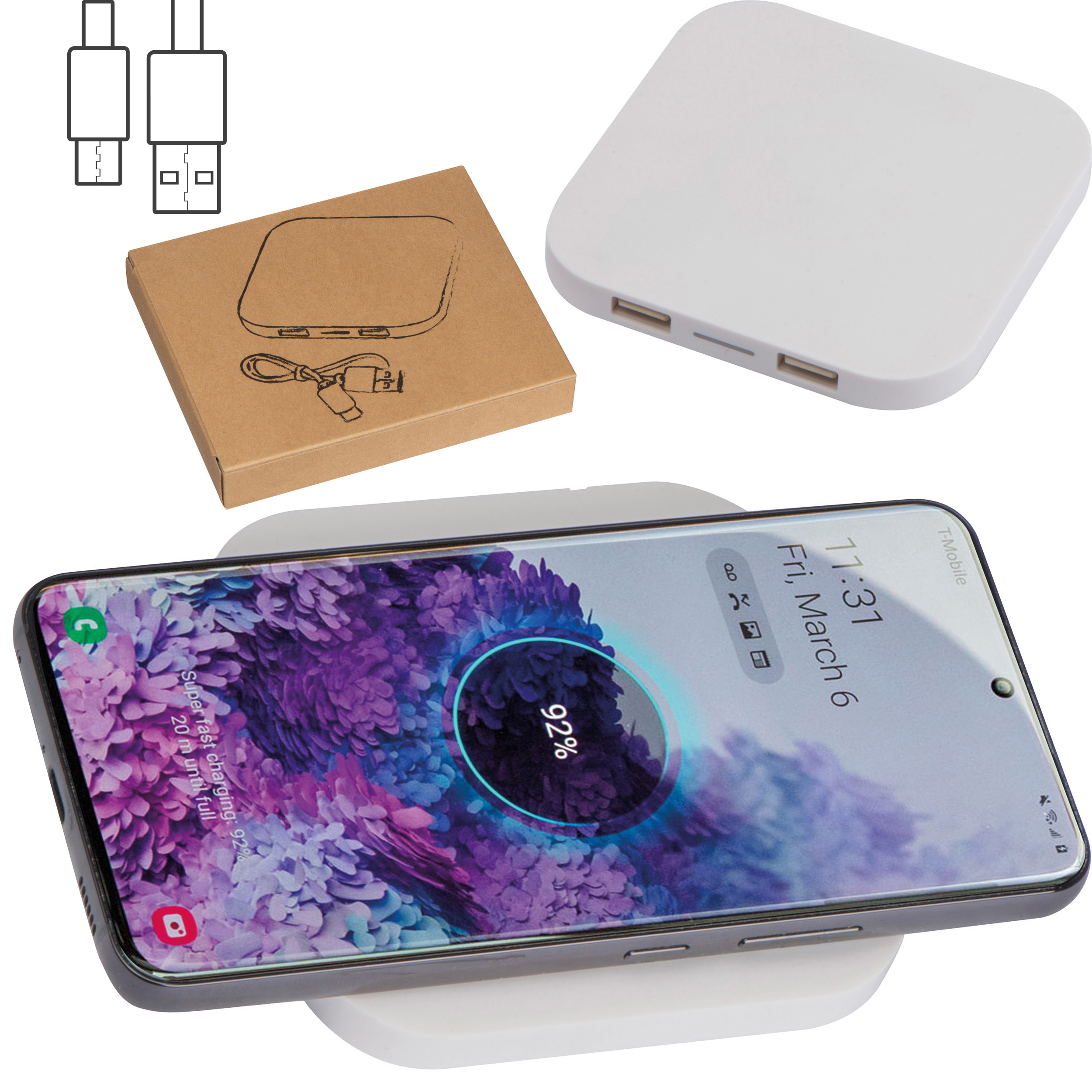 Chargeur sans fil avec 2 ports USB GERLINDE - 1