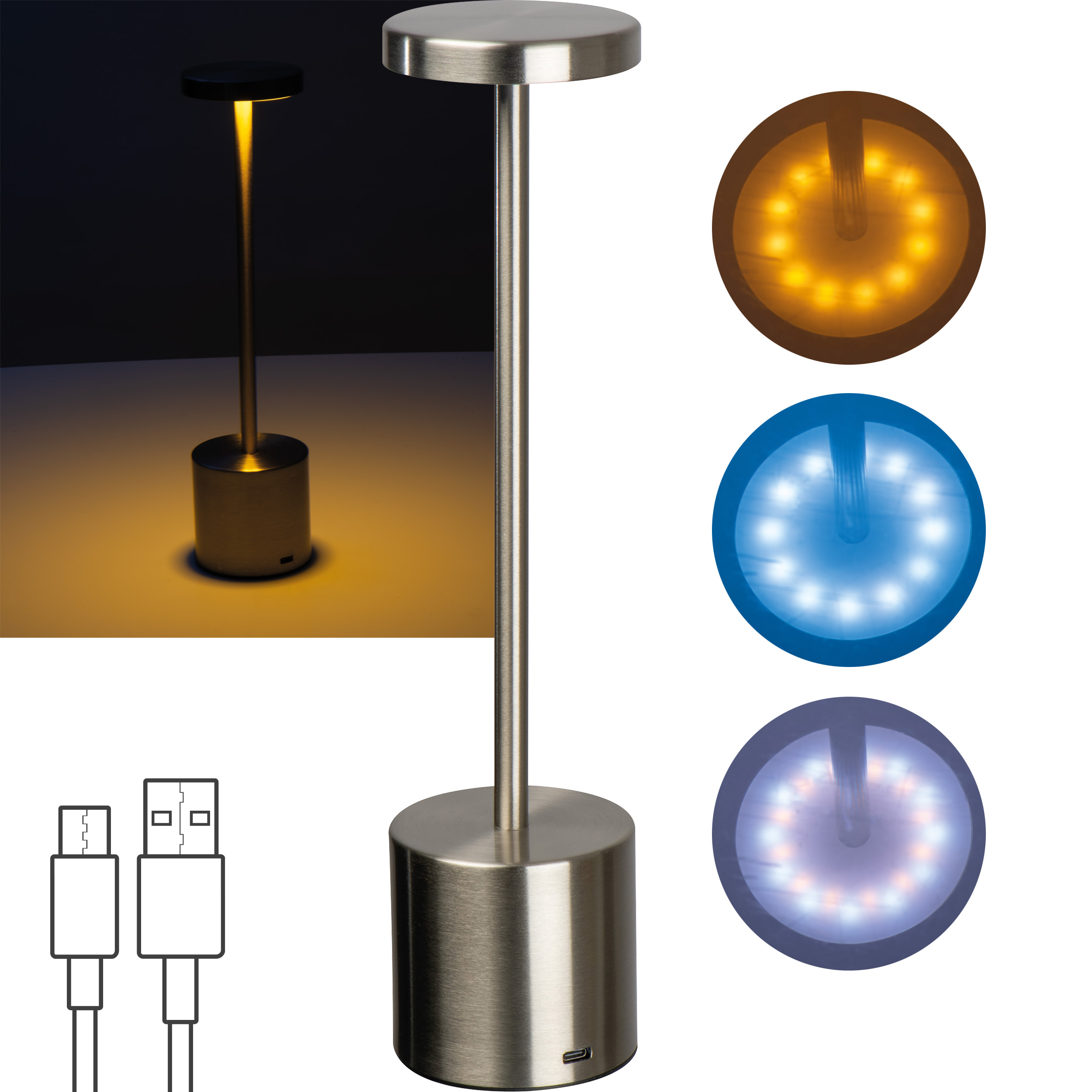 Lampe de table en acier inoxydable ANNETTE - 1