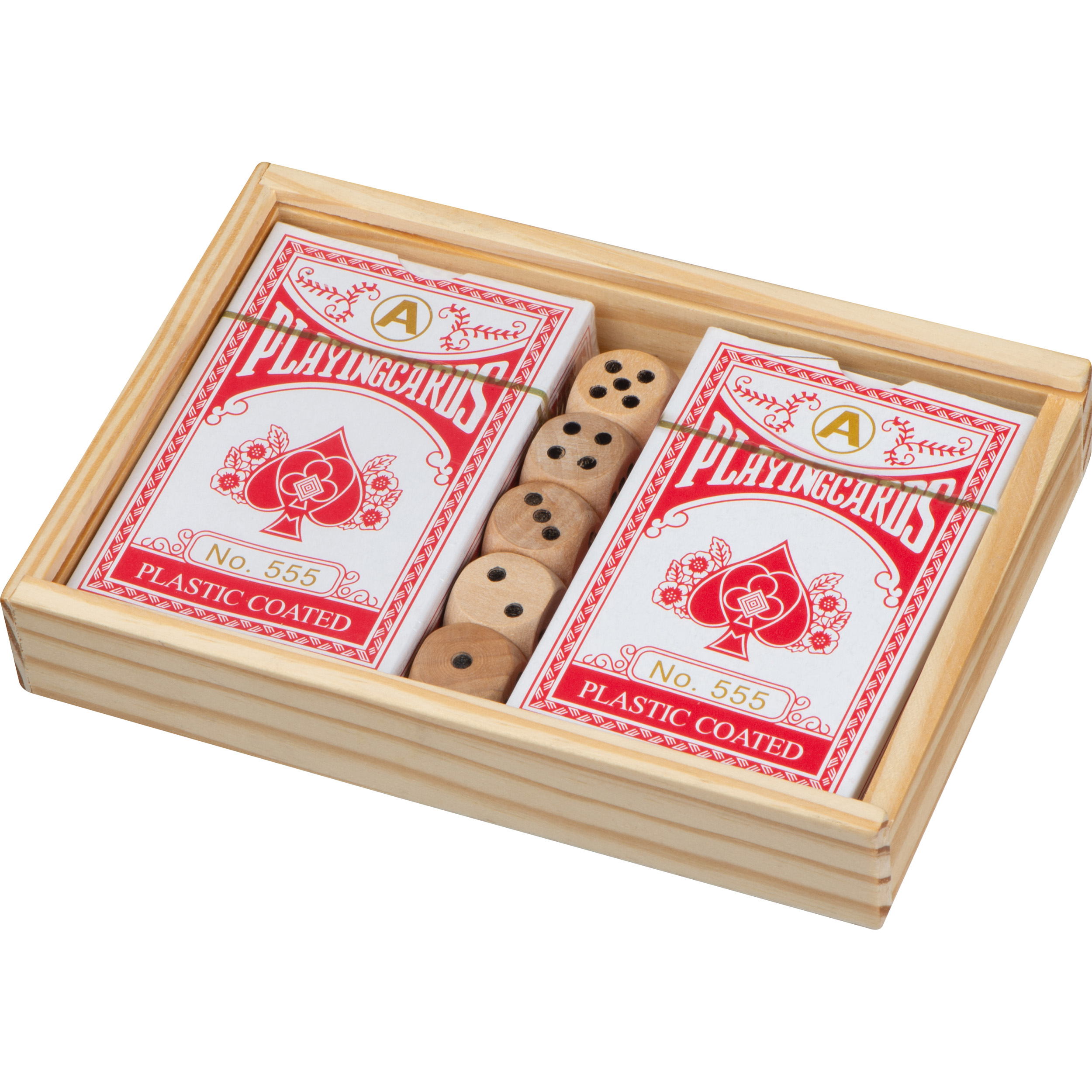 Cartes de jeu dans boîte en bois avec dé BRIAN - 3