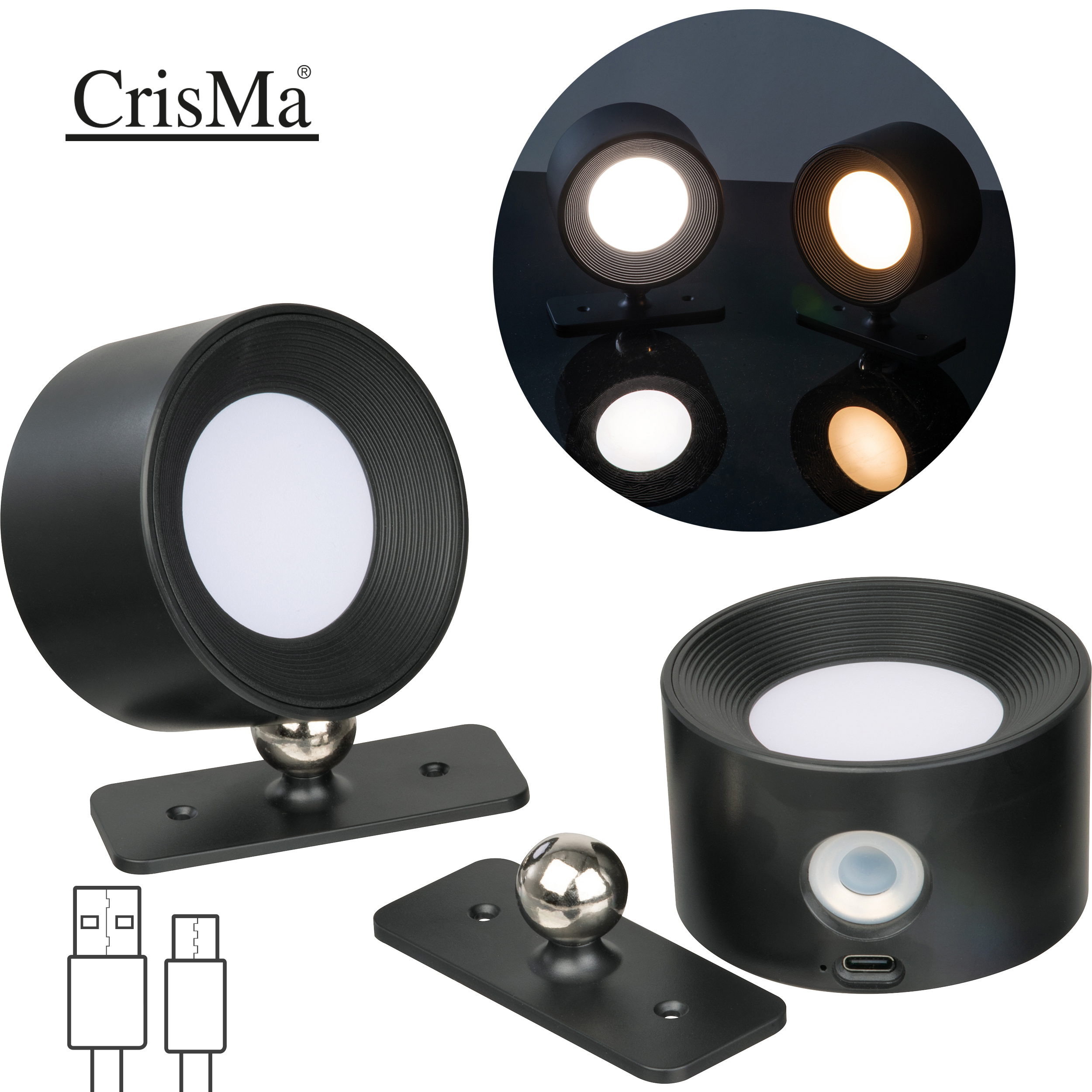 Lampes murales rechargeables, lot de 2 HEDWIG - 1