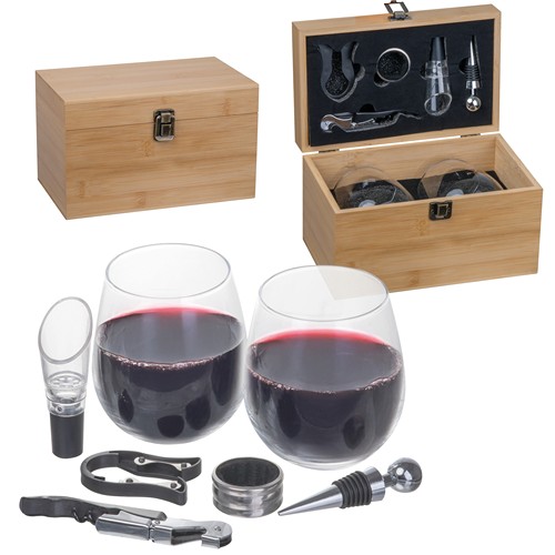 Wine set – 2 glasses & accessories in box MORGAN