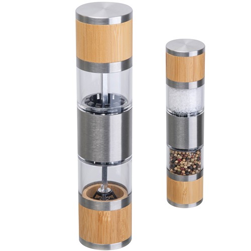 Salt & pepper mill made of stainless steel and bamboo BEATA