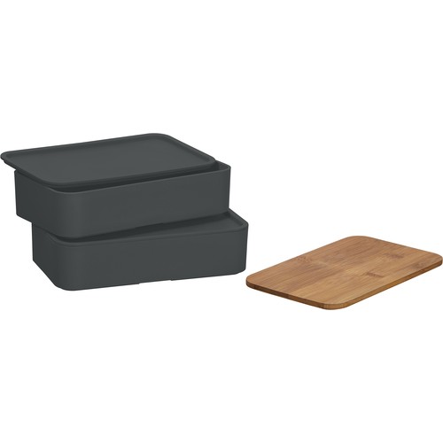 Boîte à repas écologique double avec planche à déceouper en bambou et couverts thumbnail 5