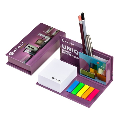 Adhesive notepads in a foldable box